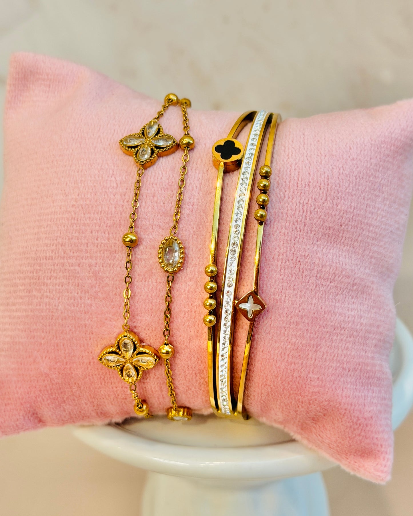 Golden Bloom Stack | 18k Gold Plated| Anti Tarnish Bracelet Stack