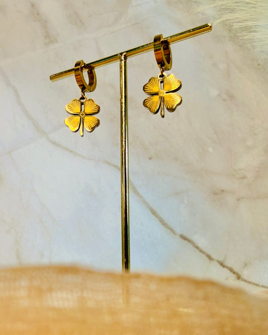 Serendipity| 18k Gold Plated| Anti Tarnish Clover Earrings