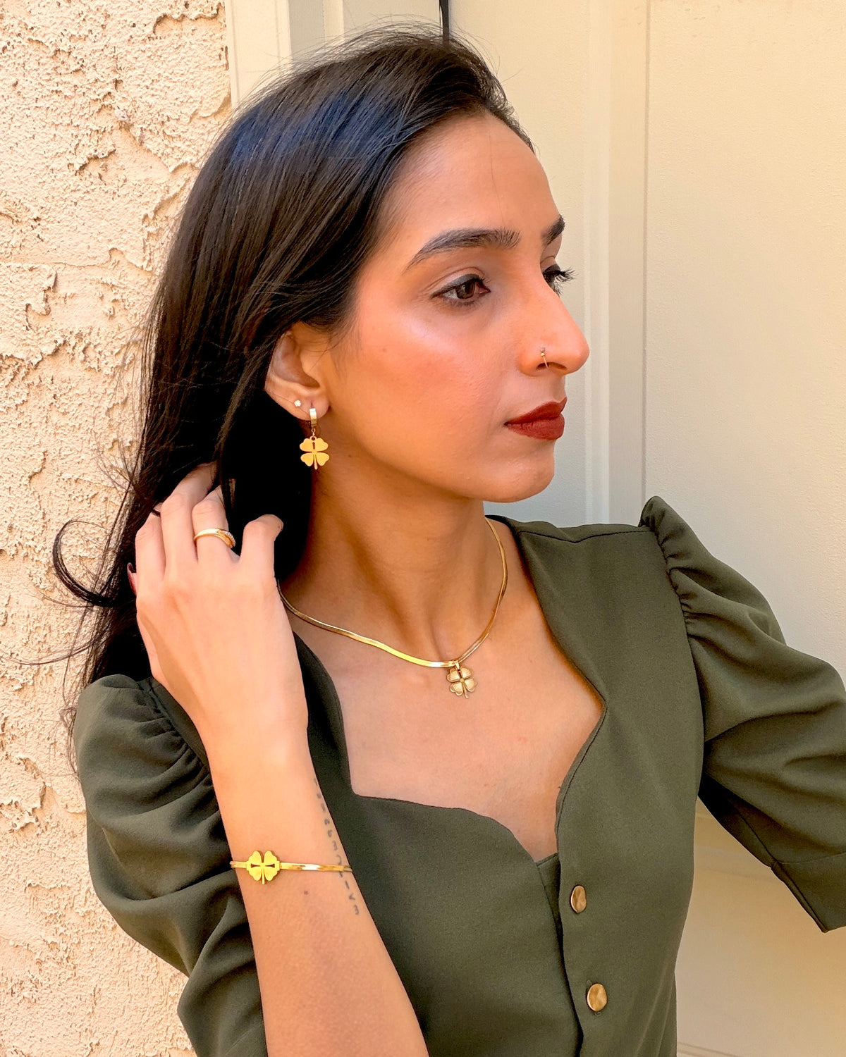 Serendipity| 18k Gold Plated| Anti Tarnish Clover Earrings