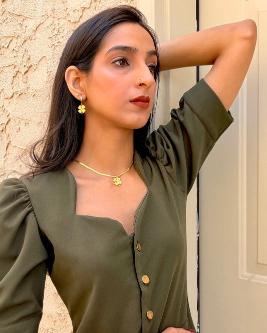 Serendipity Set| 18k Gold Plated| Anti Tarnish Clover Jewelry Set
