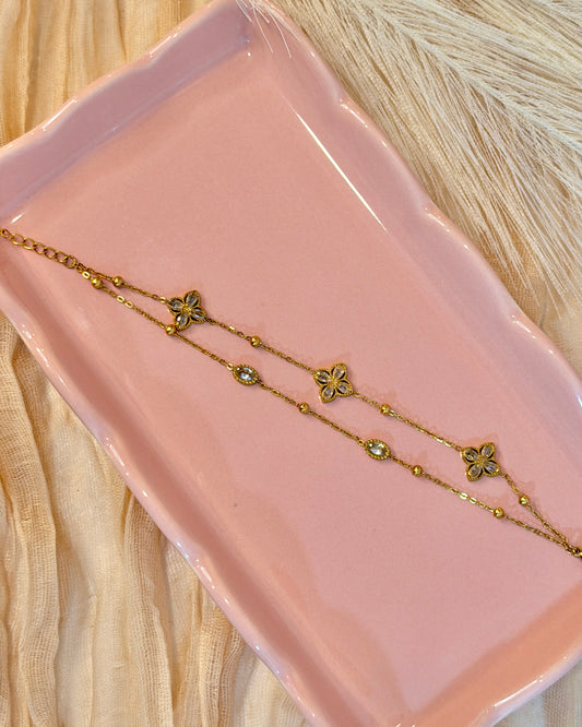 Bloom| 18k Gold Plated| Anti Tarnish Clover Bracelet
